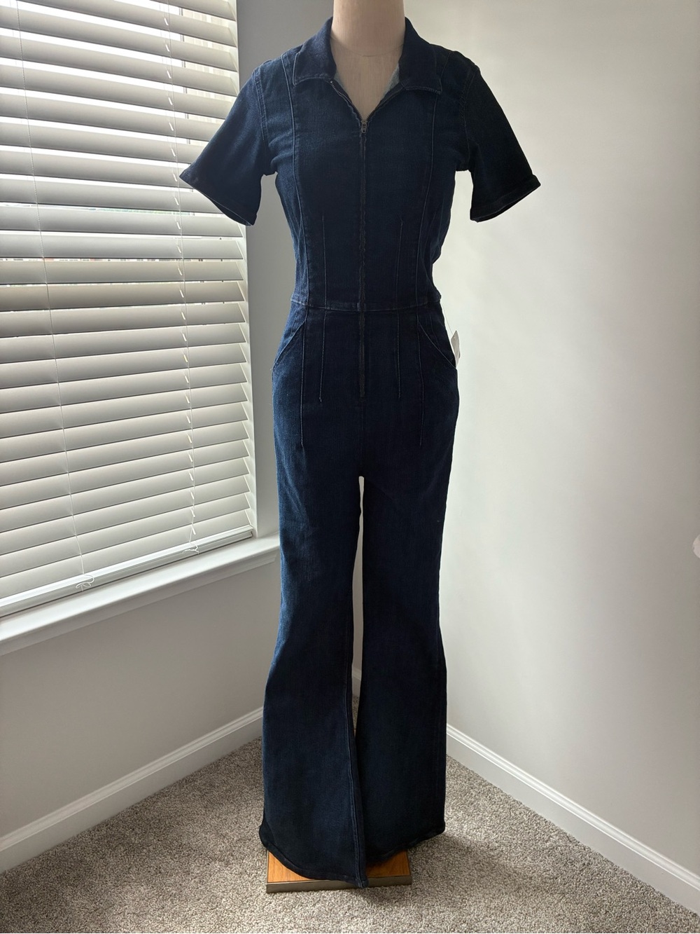 Free People We The Free Women's Jayde Dark Denim Flare Jumpsuit